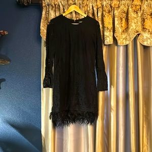 DKNY feather lace mini dress